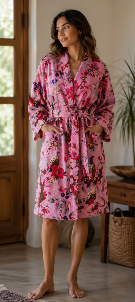 Luxury Velvet House Robe Unisex Kimono Boho Jacket