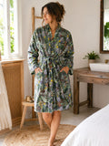 Luxury Velvet House Knee Short Robe Unisex Kimono Boho Jacket Spring Coat