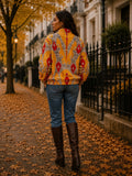 Velvet Boho Bomber Quirky Jacket Mustard red
