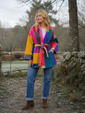 Luxury Velvet Boho Quirky Floral Layer Dinner Chic Coat Patchwork Jacket Winter Christmas Luxury Gift | Elegant Regal Classic Multicolour