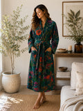 Luxury Velvet House Robe Unisex Kimono Rich Chic Emerald Green Rust Orange
