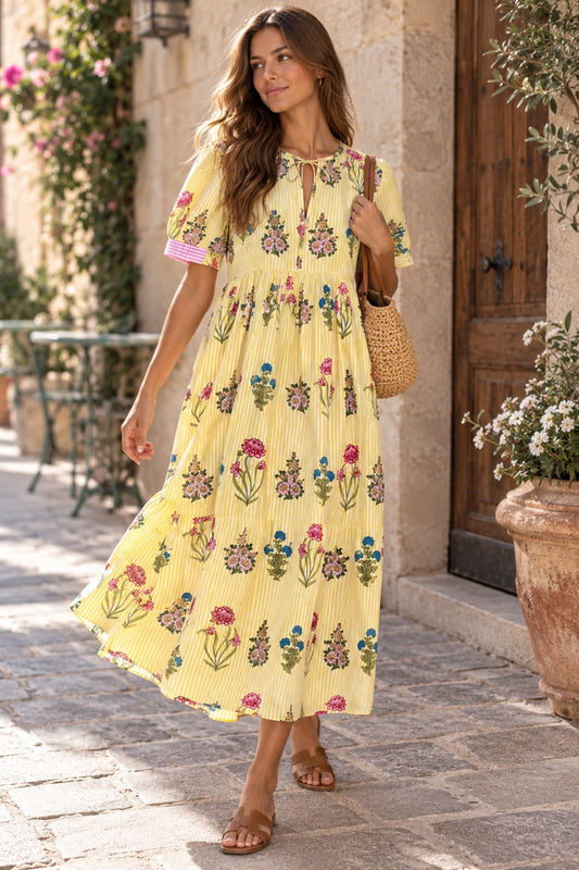Pure Cotton Long Dress Indian Block Print Boho