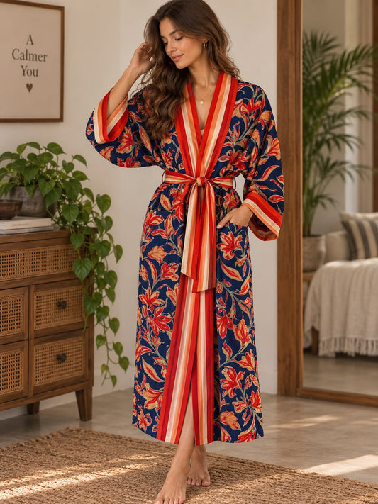 Pure Cotton Handprinted House Kimono|