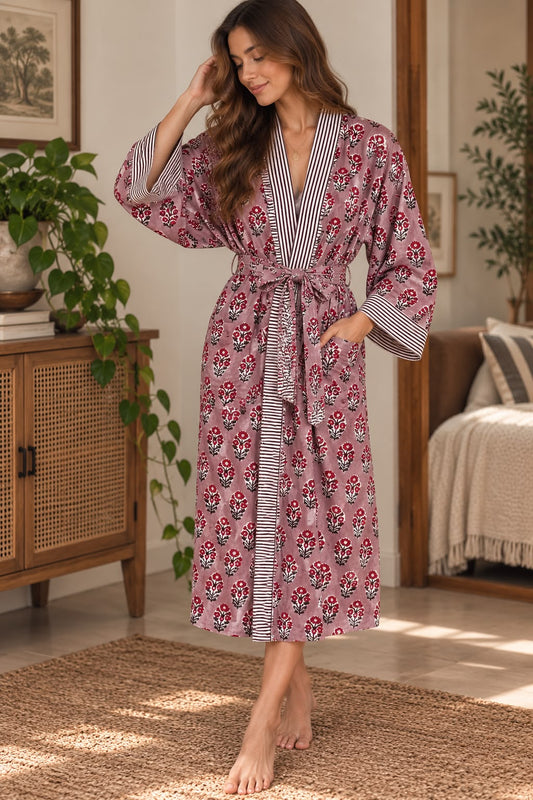 Pure Cotton Handprinted House Kimono|