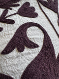 Exclusive Handmade Suzani Embroidery Bed Sofa Living Throw Light Ivory Dark Plum Floral