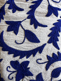 Exclusive Handmade Suzani Embroidery Bed Sofa Living Throw Cobalt Blue Floral