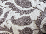 Exclusive Handmade Suzani Embroidery Bed Sofa Living Throw Cream Charcoal Grey Floral