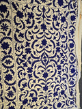 Exclusive Handmade Suzani Embroidery Bed Sofa Living Throw Cobalt Blue Floral