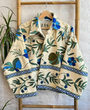 Velvet Bolero Open Jacket with Threaded Embroidery