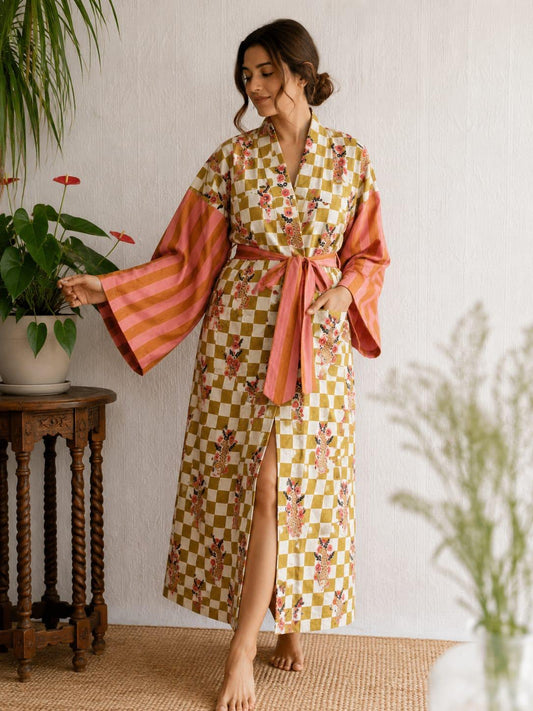 Pure Cotton Kimono with Hand Block printing