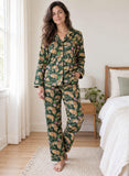 Luxury Hand Printed Indian Blockprint Pure High Quality Cotton Cheetah Leopard Tiger Animal Quirky Pyjama Set  Emerald Green Yellow (Pack of 2: 1 S/M & 1 L/XL)