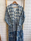 Elegant Cotton Dress Blue White Hue