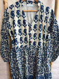 Elegant Cotton Dress Blue White Hue