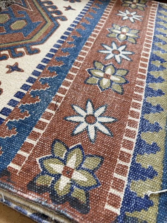 Modern 6x4 ft. Area Rug – Soft, Durable & Stylish Floor Accent | Brown/ Terracotta Cream Olive Blue