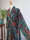Luxury Velvet House Robe Unisex Kimono Rich Chic Emerald Green Rust Orange