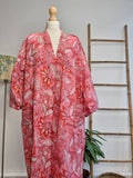Pure Cotton Kimono in Bright Pink Botanical Print