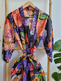 Pure Cotton Block printed Black Multicolour Botanical Bloom