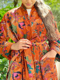 Luxury Velvet House Robe Unisex Kimono Elegant Fire Orange Passion