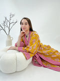 Pure Cotton Block printed Yellow Mustard Leopard