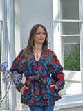 Suzani Hand Embroidered Short Jacket Rose Apricot Grey Red