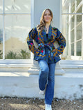 Suzani Hand Embroidered Short Jacket Christmas Vibe Blue Mustard Green
