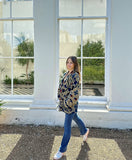 Exclusive Velvet Outdoor Jacket with Hand Embroidery. Pastel Beige Teal Navy