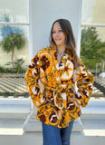 Exclusive Velvet Outdoor Jacket with Hand Embroidery. Musdard Yellow