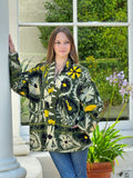 Exclusive Velvet Outdoor Jacket with Hand Embroidery. Olive Green Black Yellow Cream Bloom