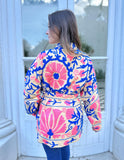 Suzani Hand Embroidered Short Jacket Classic Beige Pink Blue Turquoise