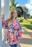 Suzani Hand Embroidered Short Jacket Classic Beige Pink Blue Turquoise