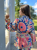Suzani Hand Embroidered Short Jacket Classic Beige Pink Blue Turquoise