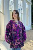 Suzani Hand Embroidered Short Jacket Classic Elegant Black Hot Pink Peach