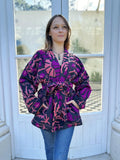 Suzani Hand Embroidered Short Jacket Classic Elegant Black Hot Pink Peach