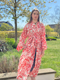 Pure Cotton Block printed Orange White Ikat