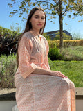 Pure Cotton Block printed Peach   White Floral print