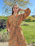 Pure Cotton Block printed Yellow Orange