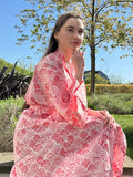 Pure Cotton Block printed Quirky Spring Blue White Shell Pattern Boho Oriental Abstract Festival
