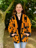 Exclusive Velvet Outdoor Jacket with Hand Embroidery. Black with mustard towel effect