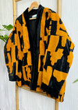 Exclusive Velvet Outdoor Jacket with Hand Embroidery. Black with mustard towel effect