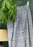 White Blue Jaipur Floral Persian Pottery Motifs Kantha Stitch Bed Throw Dohar Hand-block Artisan Summer
