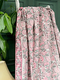 Elegant White Grey Pink Country Floral Kantha Stitch Bed Throw Dohar Hand-block Artisan Summer