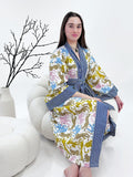Pure Cotton Block printed White Blue Cheetah