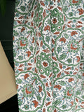 Handmade HandPrinted Floral Dohar White Sage Green Pottery Mandala Geometric Kantha Stitch Bed Throw Dohar Hand-block Artisan Summer