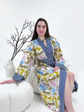 Pure Cotton Block printed White Blue Cheetah
