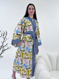 Pure Cotton Block printed White Blue Cheetah