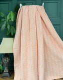 Artisanal Indian Blankets Orange White Stripes Kantha Stitch Bed Throw Dohar Hand-block Artisan Summer