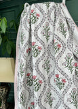 White Lavender Pink Green Twirl Stripe Kantha Stitch Bed Throw Dohar Hand-block Artisan Summer
