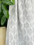 White Grey Tribal Statement Motif Kantha Stitch Bed Throw Dohar Hand-block Artisan Summer