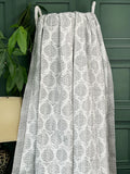 White Grey Tribal Statement Motif Kantha Stitch Bed Throw Dohar Hand-block Artisan Summer