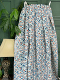 White Blue Rust Pottery Mandala Geometric Kantha Stitch Bed Throw Dohar Hand-block Artisan Summer